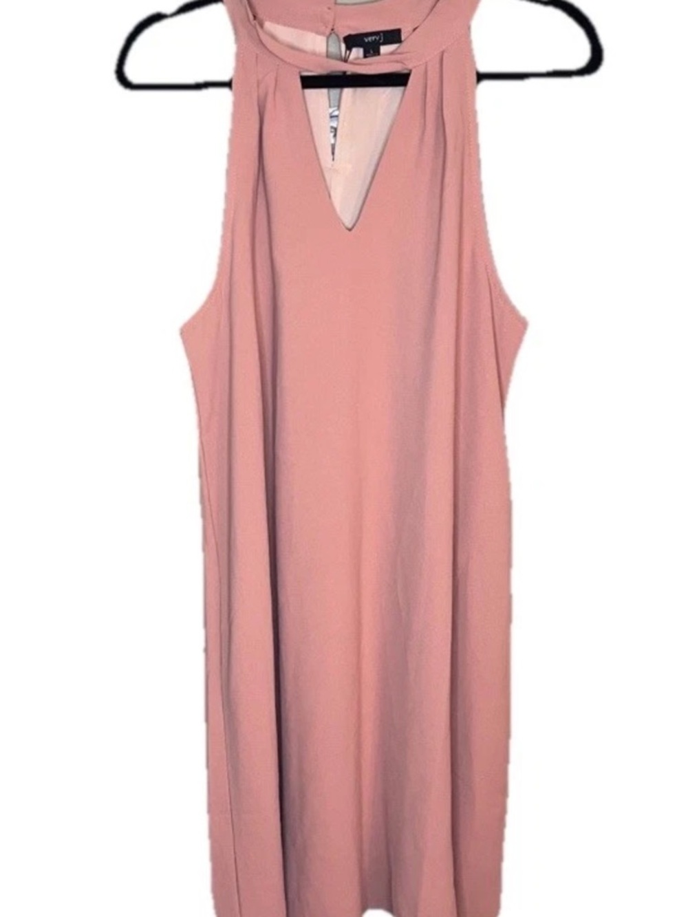 NWT Very J Blush Pink Keyhole Choker Shift Dress - Large